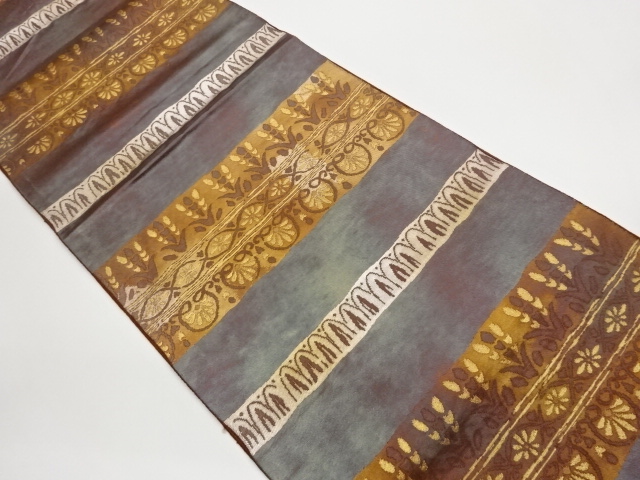 JAPANESE FUKURO OBI / WOVEN FLOWER ARABESQUE